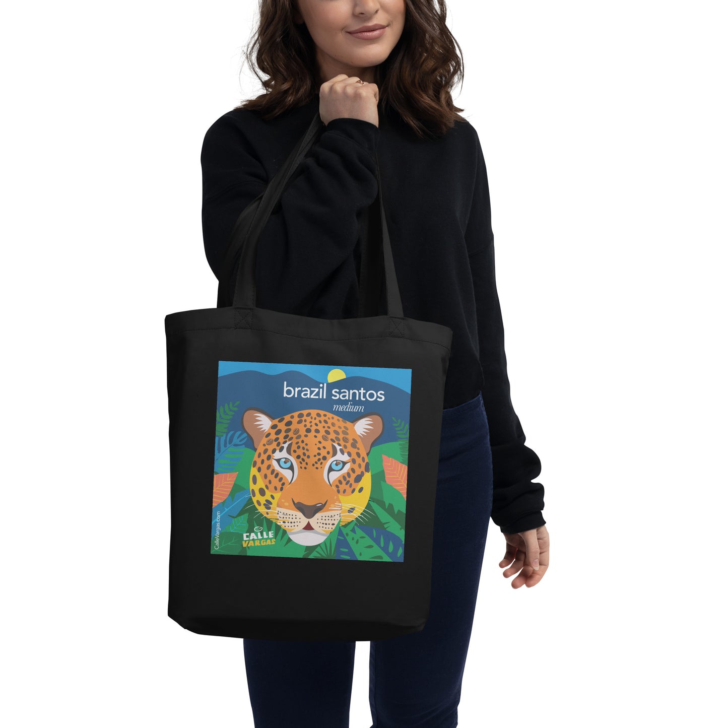 Calle Vargas Dual-Sided Eco Tote Bag (Jaguar & Hummingbird)