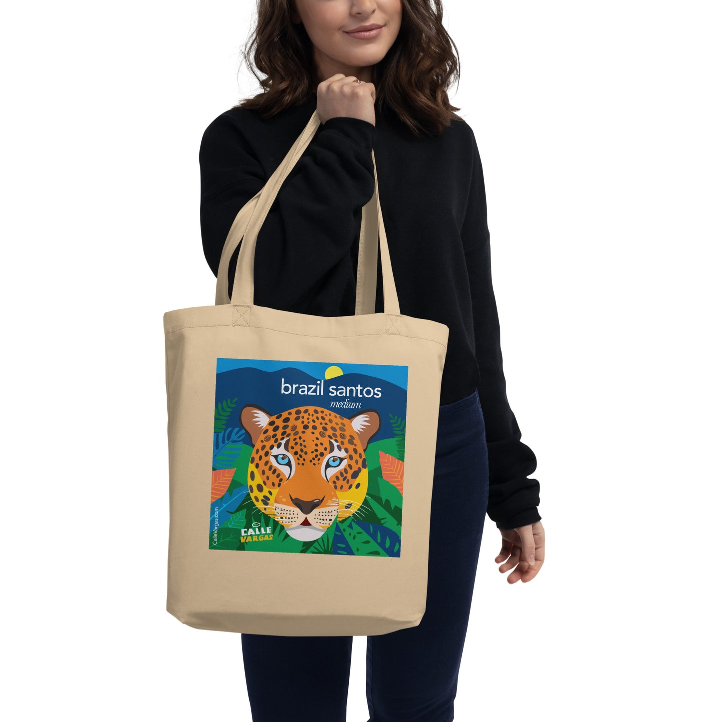 Calle Vargas Dual-Sided Eco Tote Bag (Jaguar & Hummingbird)