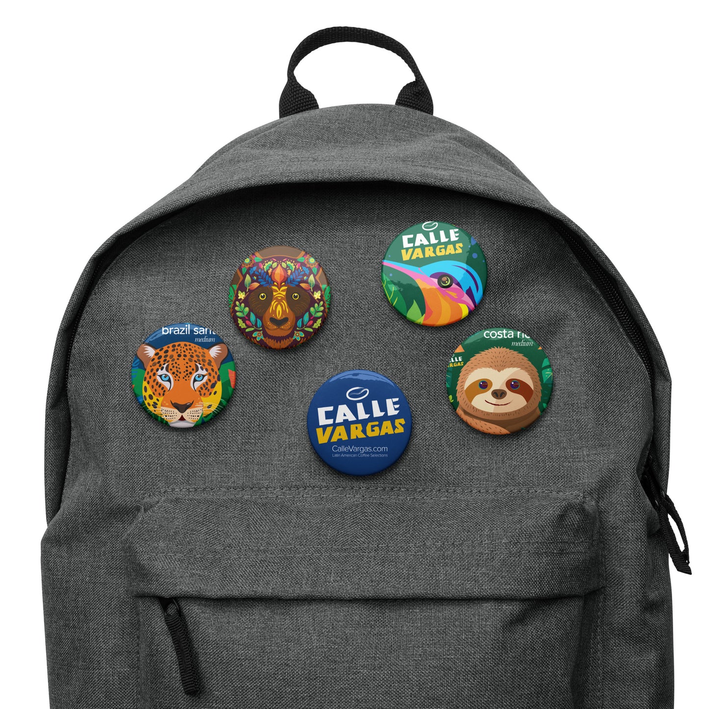 Calle Vargas Represent, Set of tropical animal pin buttons