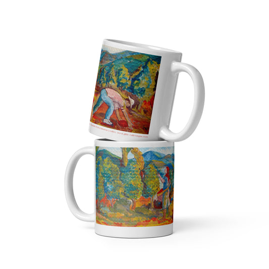 Costa Rican Coffee Farmers White glossy mug by Rodolfo Perez-Moreno