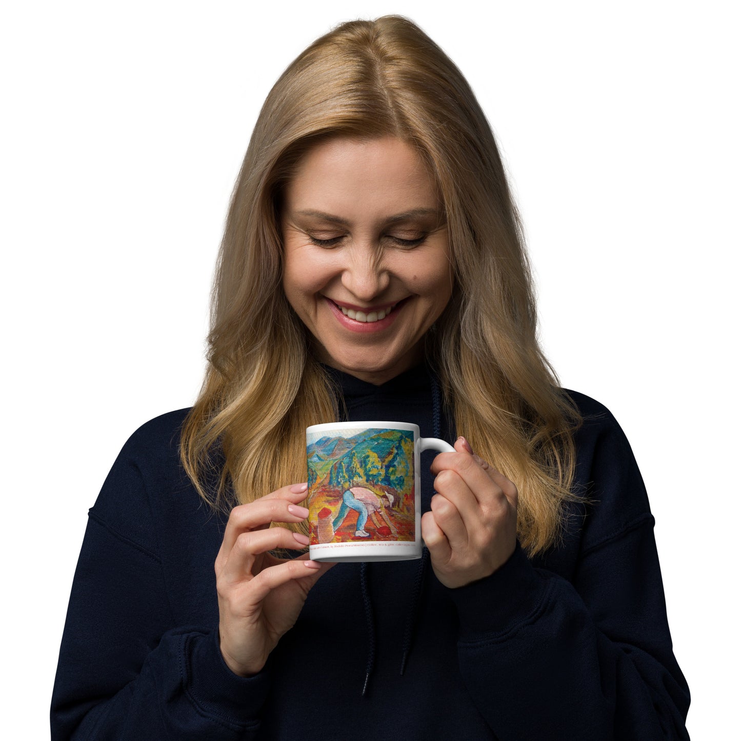 Costa Rican Coffee Farmers White glossy mug by Rodolfo Perez-Moreno