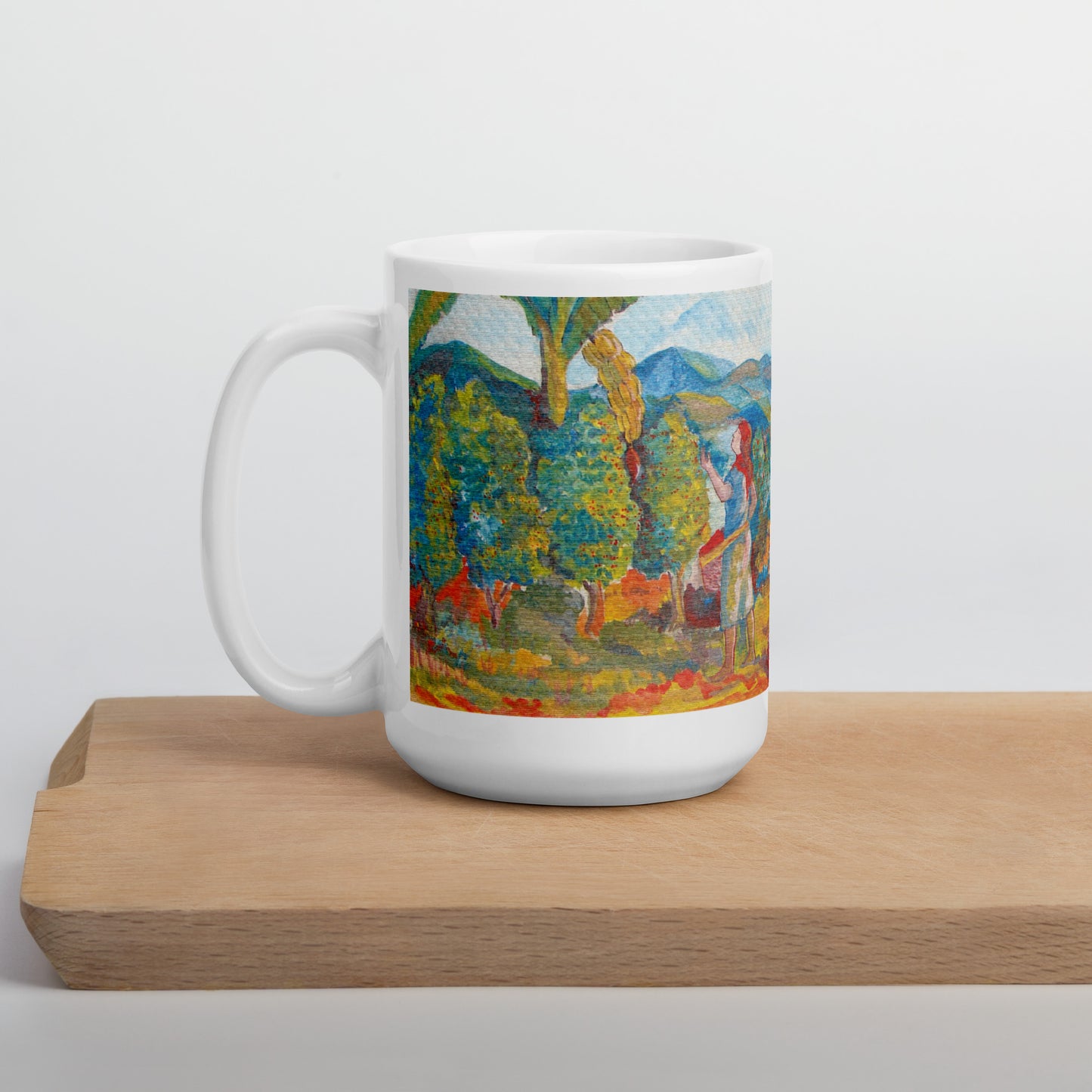 Costa Rican Coffee Farmers White glossy mug by Rodolfo Perez-Moreno