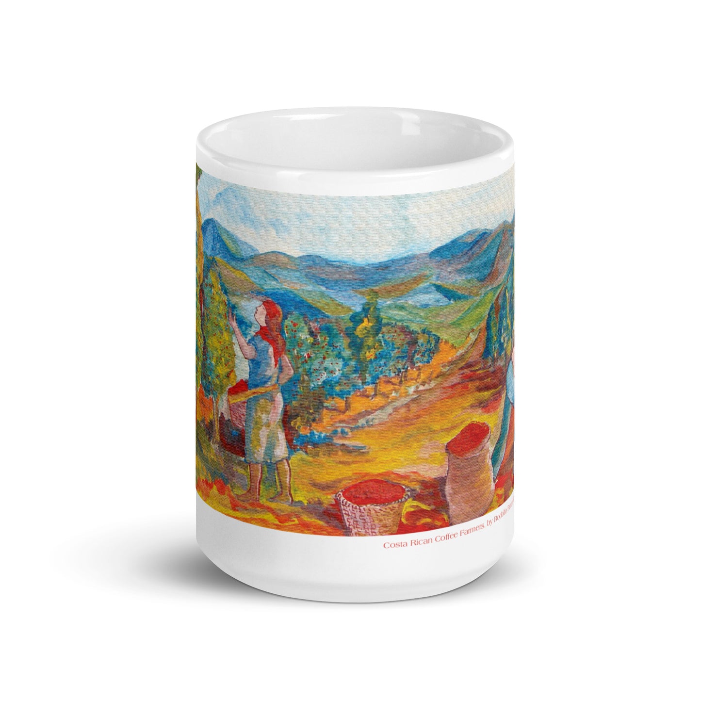 Costa Rican Coffee Farmers White glossy mug by Rodolfo Perez-Moreno