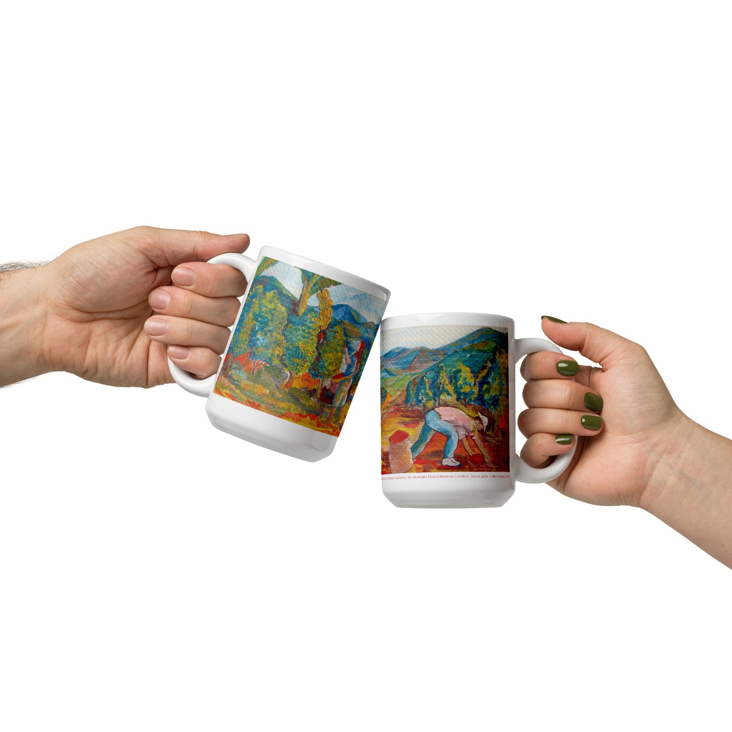 Costa Rican Coffee Farmers White glossy mug by Rodolfo Perez-Moreno