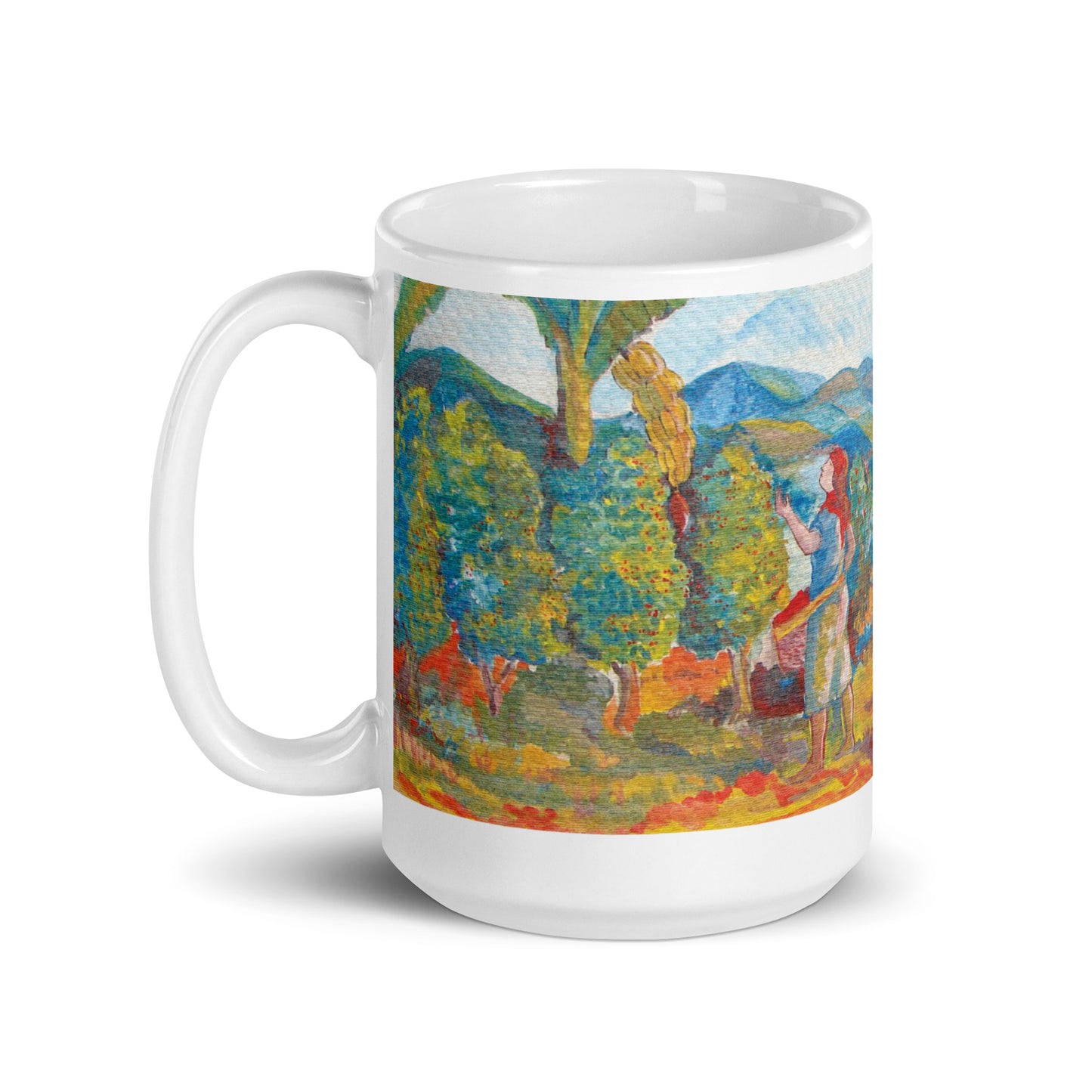 Costa Rican Coffee Farmers White glossy mug by Rodolfo Perez-Moreno