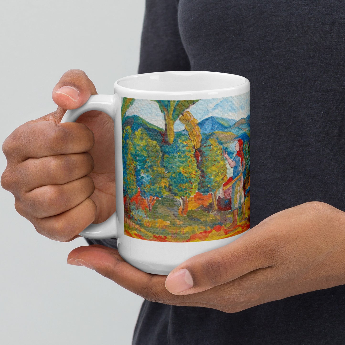 Costa Rican Coffee Farmers White glossy mug by Rodolfo Perez-Moreno