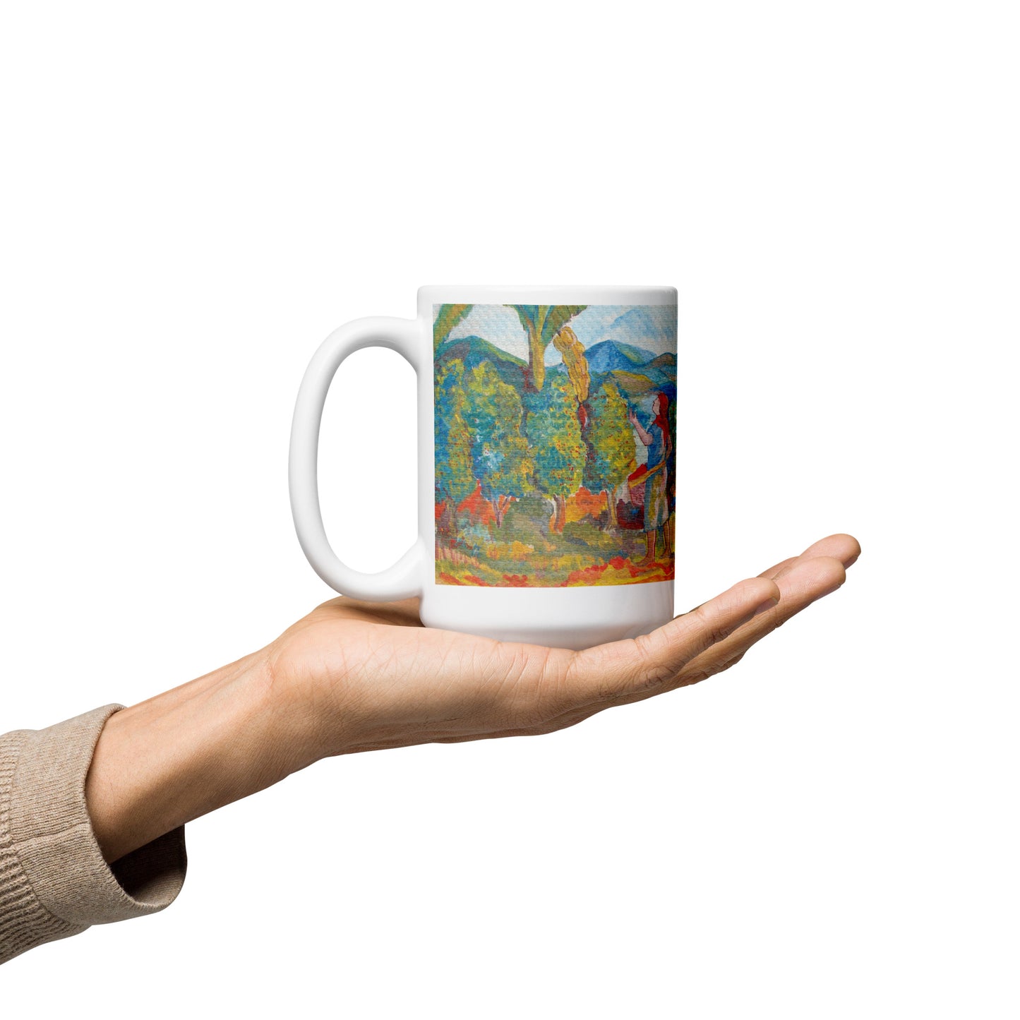 Costa Rican Coffee Farmers White glossy mug by Rodolfo Perez-Moreno