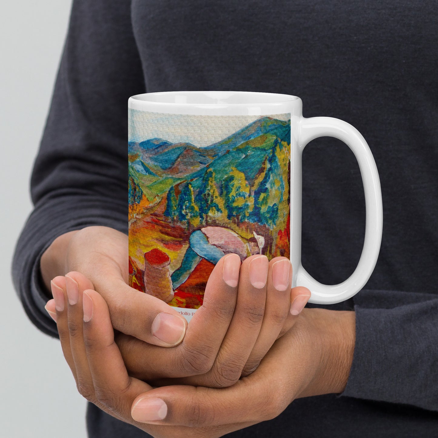Costa Rican Coffee Farmers White glossy mug by Rodolfo Perez-Moreno