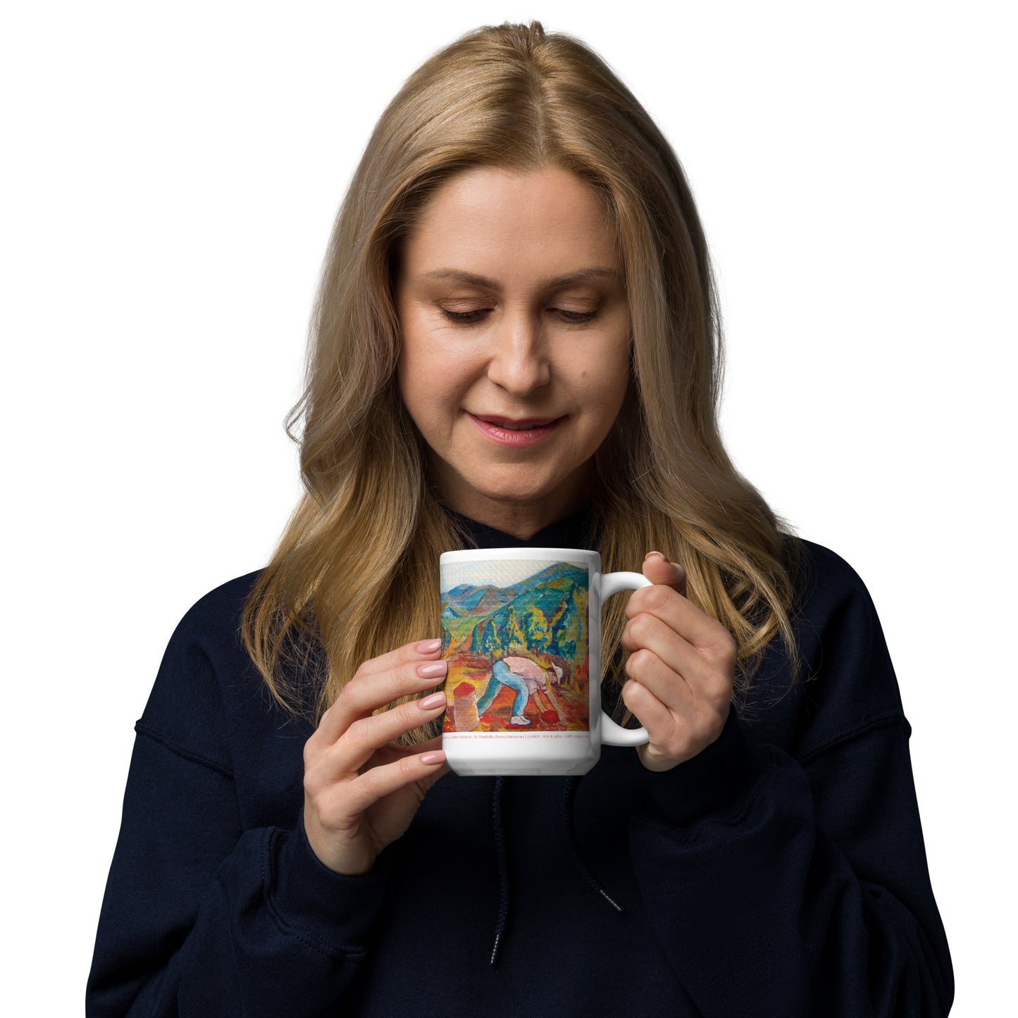 Costa Rican Coffee Farmers White glossy mug by Rodolfo Perez-Moreno