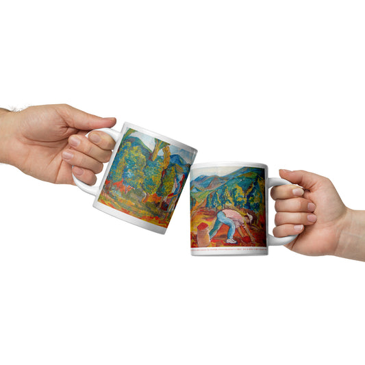 Costa Rican Coffee Farmers White glossy mug by Rodolfo Perez-Moreno