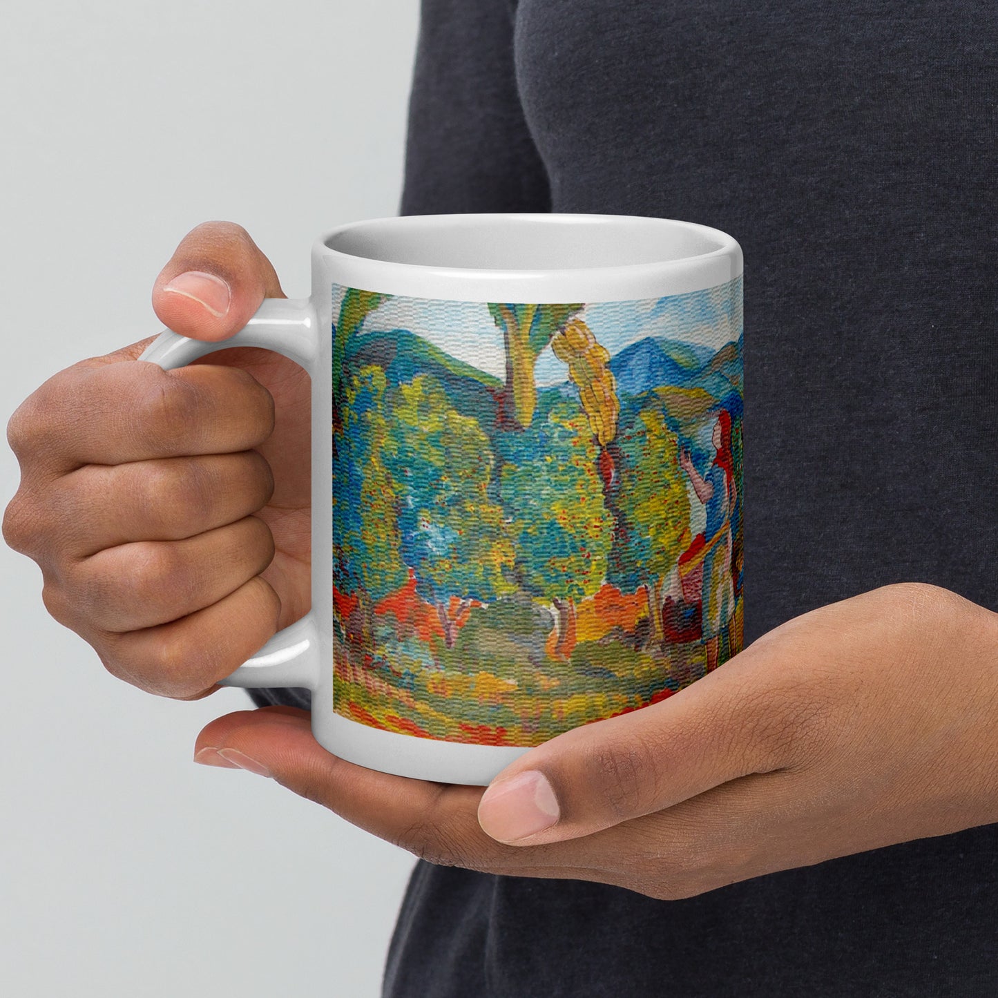 Costa Rican Coffee Farmers White glossy mug by Rodolfo Perez-Moreno