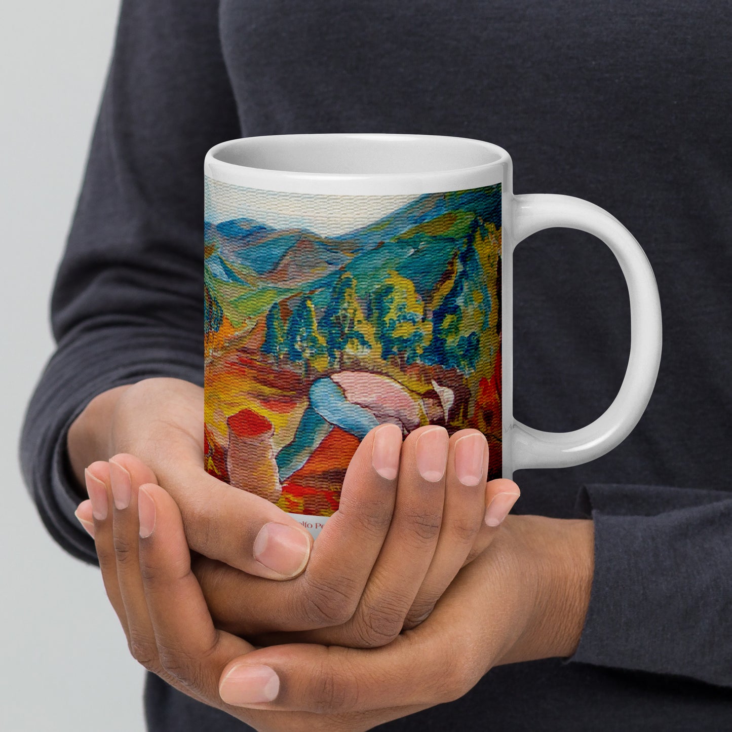 Costa Rican Coffee Farmers White glossy mug by Rodolfo Perez-Moreno