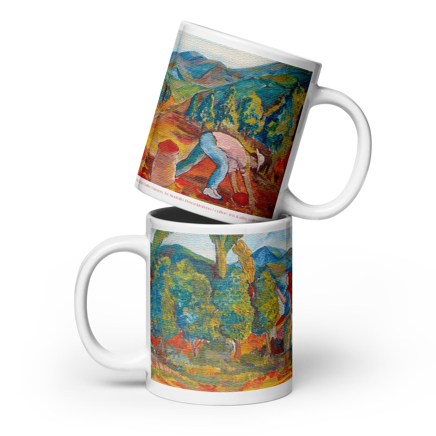 Costa Rican Coffee Farmers White glossy mug by Rodolfo Perez-Moreno
