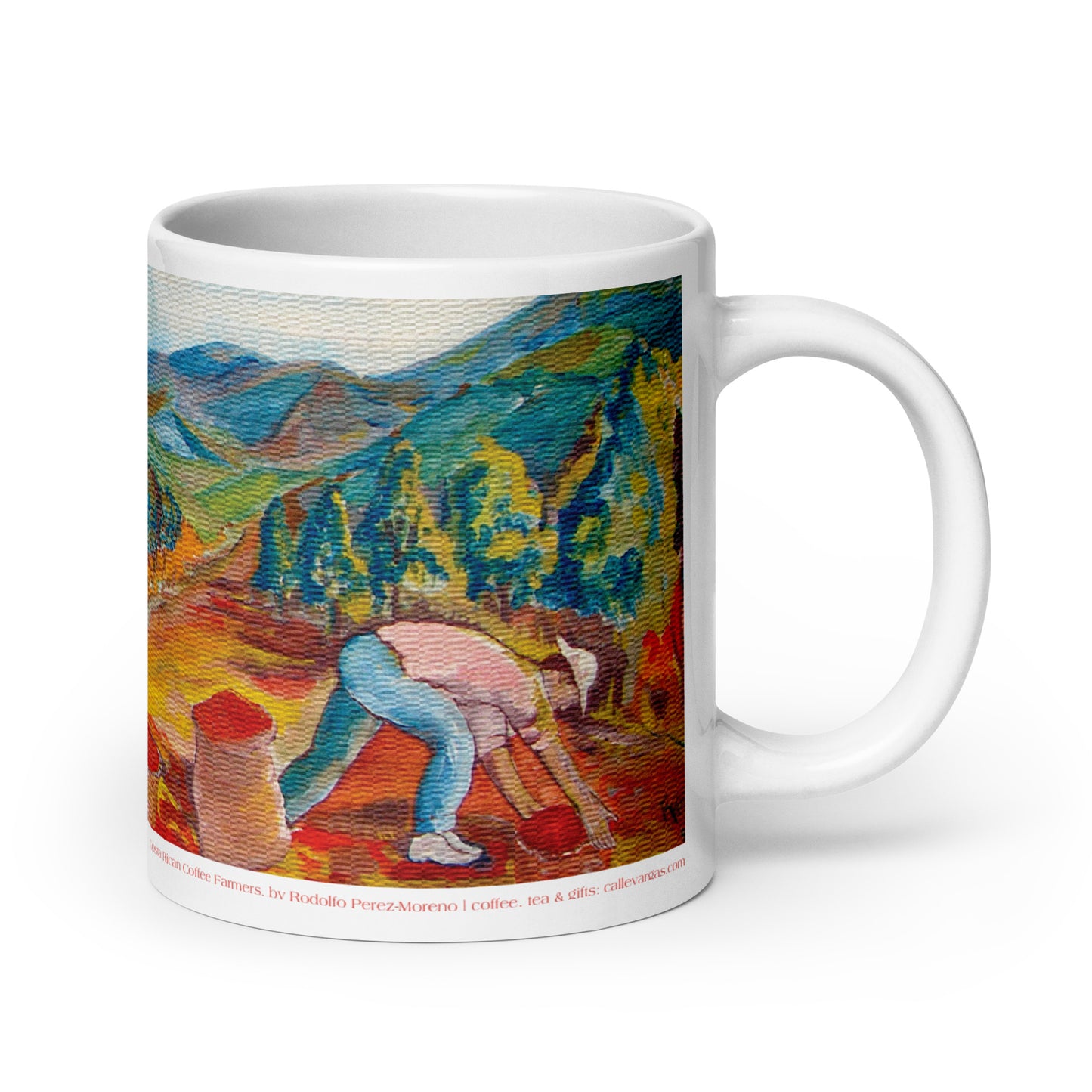 Costa Rican Coffee Farmers White glossy mug by Rodolfo Perez-Moreno